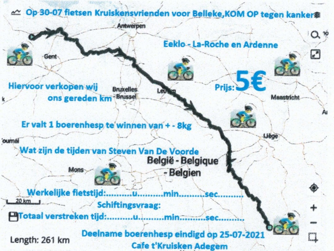 Lees meer over het artikel De Kruiskensvrienden fietsen voor Belleke en Kom op tegen Kanker.
